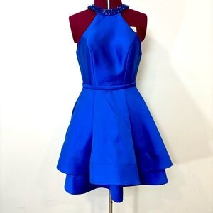 Rianna Couture Royal Blue Halter Mini Dress Cocktail Prom Formal dress sz 4